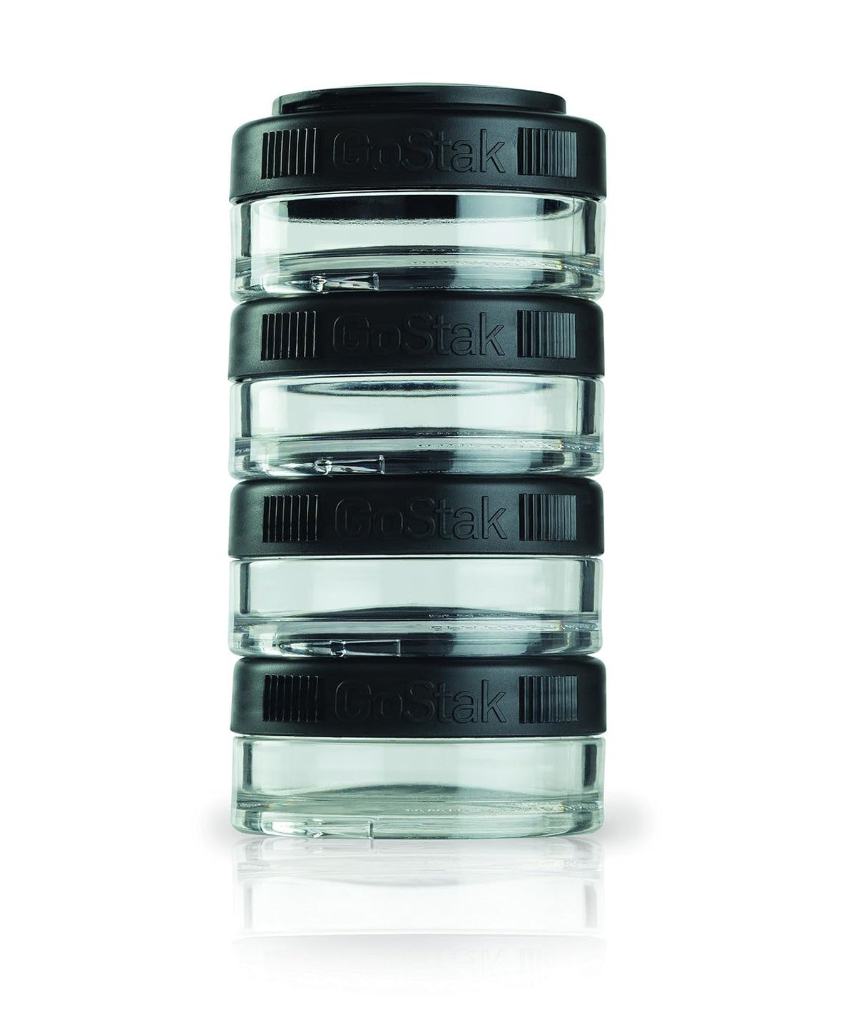BlenderBottle GoStak Contenedores Apilables para Suplementos - Negro - - 40cc (Pack of 4)