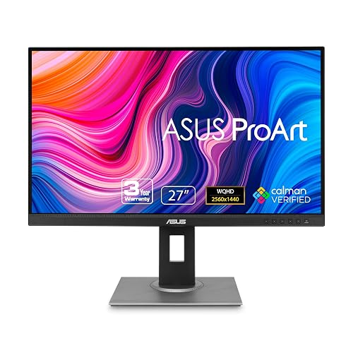 Asus Monitor ProArt 27" PA278QV, WQHD (100% sRGB, IPS, DisplayPort, HDMI, DVI-D, Mini DP, Verificado por Calman, Eye Care, pivote de inclinación, Altura Ajustable)