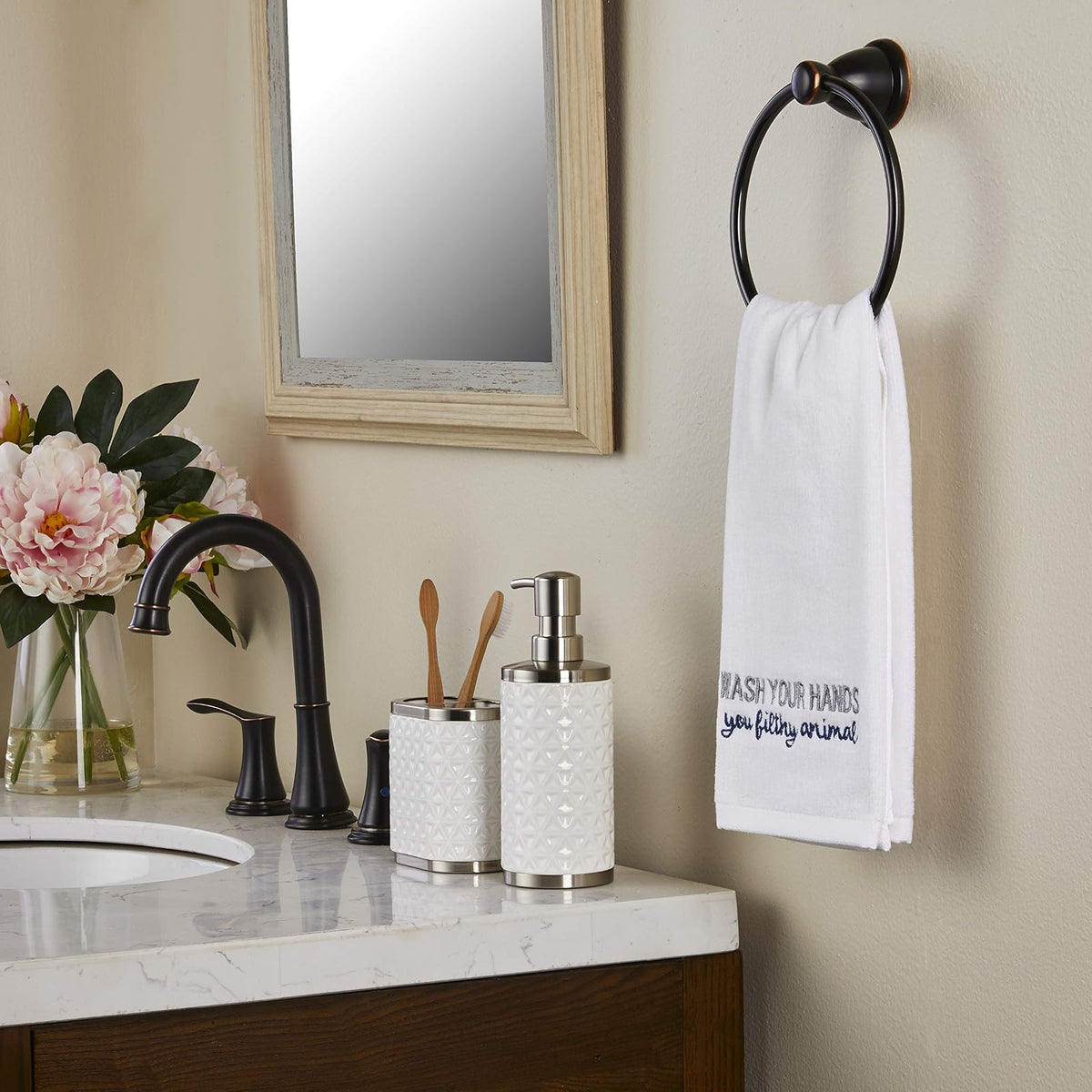 SKL Home - Toalla de Mano (2 Unidades), 16 x 25 Pulgadas, Color Blanco, 2 Unidades