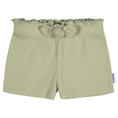 Gerber - Paquete de 3 Pantalones Cortos de Punto sin Cierre para niñas