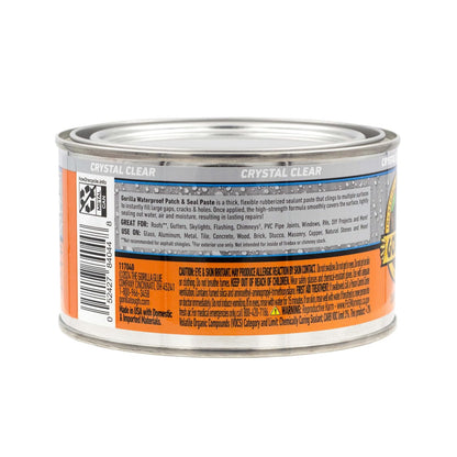 Gorilla - Pasta selladora de goma impermeable con parche y sello, lata de 12 onzas, transparente (paquete de 1) - Detiene fugas, relleno flexible de huecos y grietas, resistente al encogimiento y al