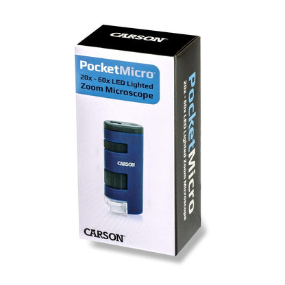 Carson Pocket Micro 20X-60x LED Microscopio de Bolsillo de Mano Stem Juguete (MM-450)