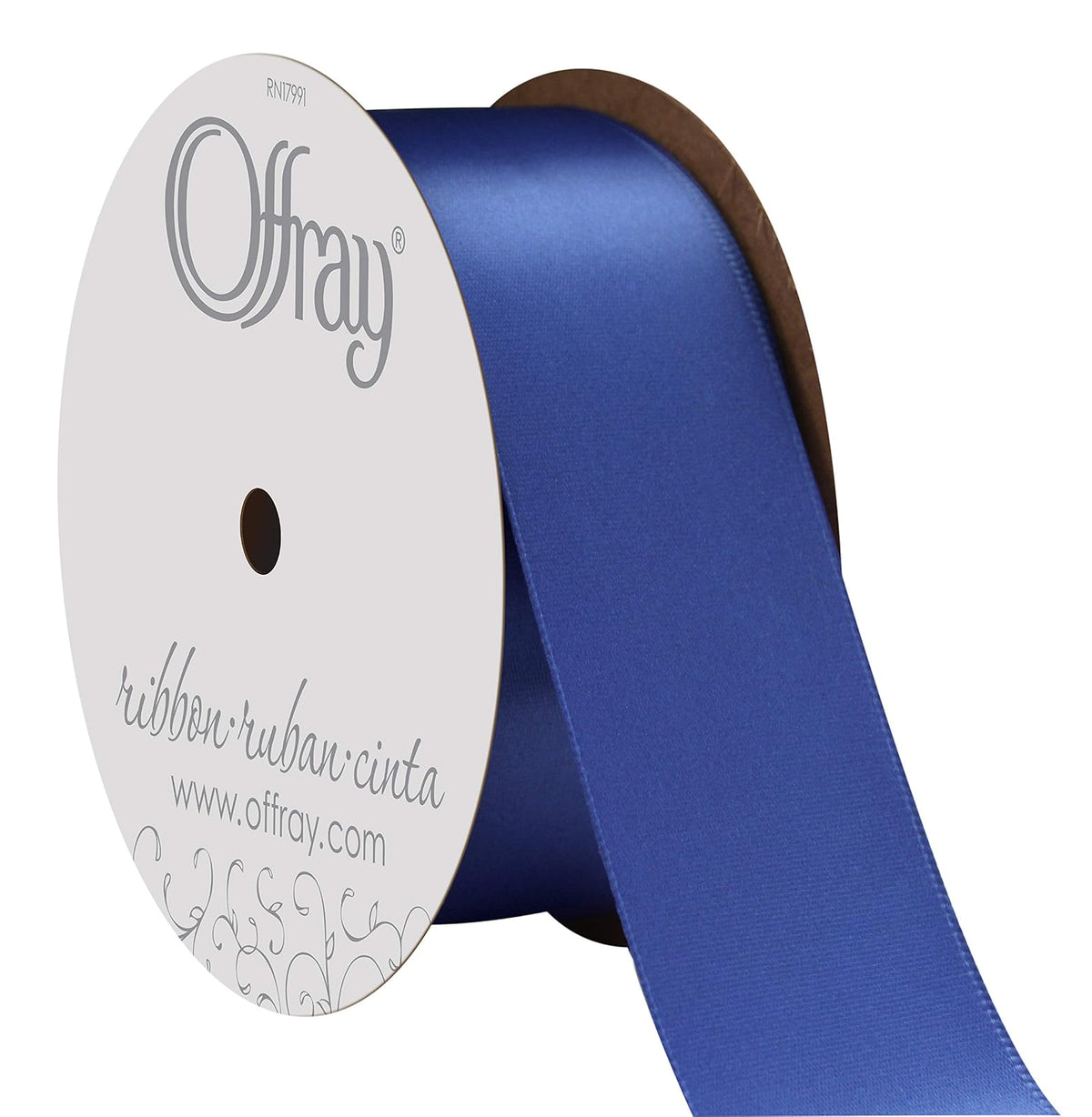 BERWICK Offray Craft Cinta de satén de Doble Cara, 7/20.3 cm de Ancho por 20-Yard Carrete, Blanco Antiguo, Royal, 1-1/2 Inch x 10 Yard, 1 - Royal - 1-1 - 2 Inch x 10 Yard