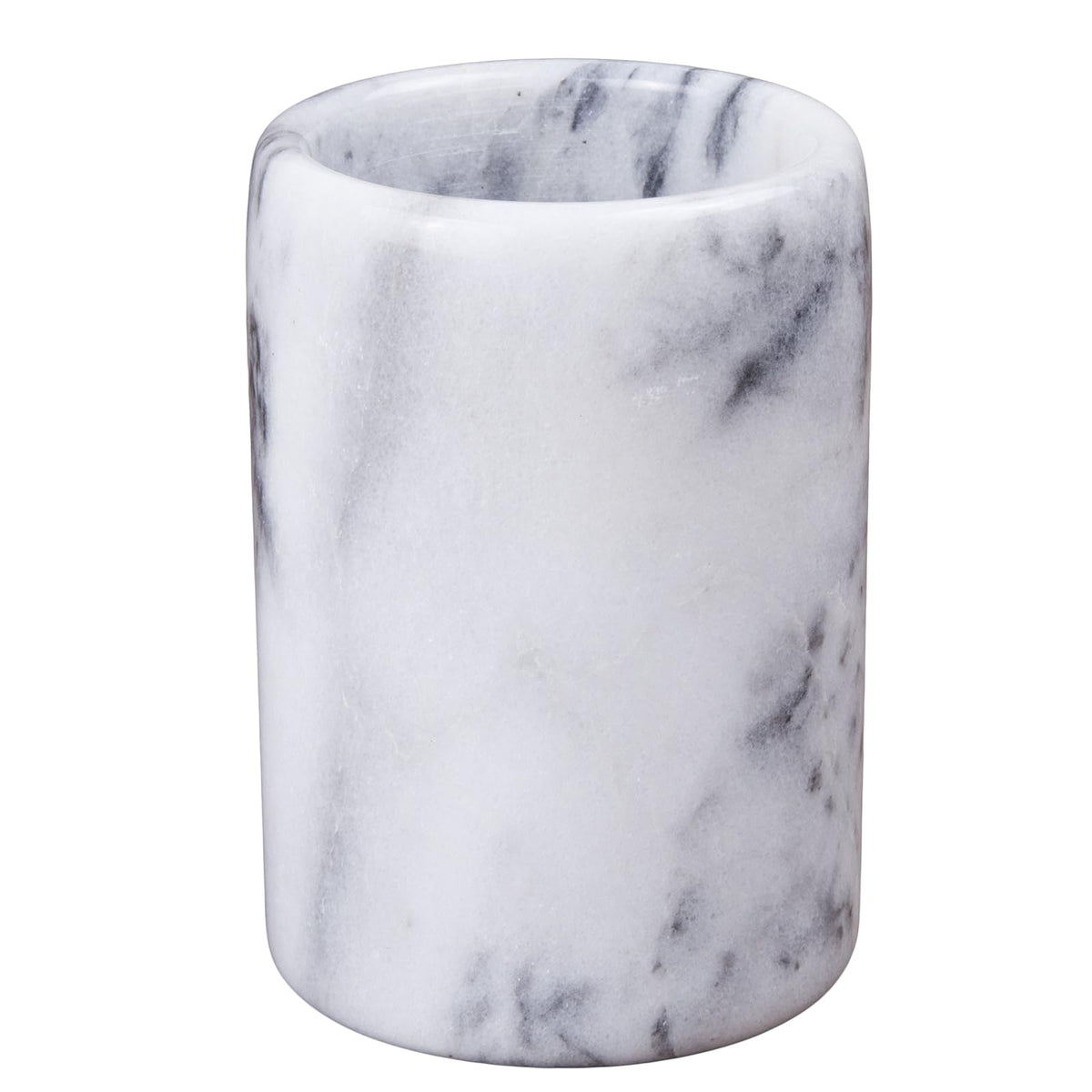 Creative Home - Soporte para Cepillo para Polvo de Dientes de mármol Natural, Organizador para encimera de baño, 8,4 cm de diámetro x 11,4 cm de Alto, Blanco Roto