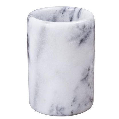 Creative Home - Soporte para Cepillo para Polvo de Dientes de mármol Natural, Organizador para encimera de baño, 8,4 cm de diámetro x 11,4 cm de Alto, Blanco Roto