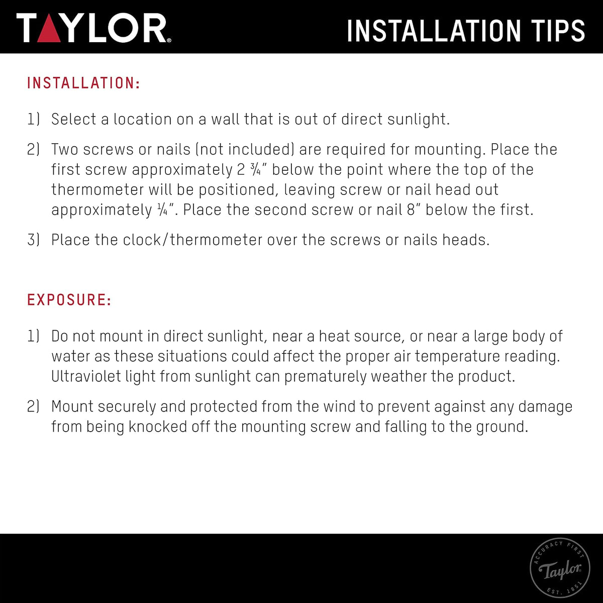 Taylor Precision Products 1732 Taylor Digital Indoor Comfort Level Thermometer and Hygrometer, Black