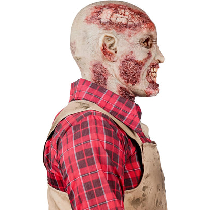 Ghoulish Productions Máscara Zombie Hyper de Látex con Cuello Integrado | Diseño Hiperrealista Pintada a Mano para Halloween Cosplay Terror Fiestas | Beige Talla M