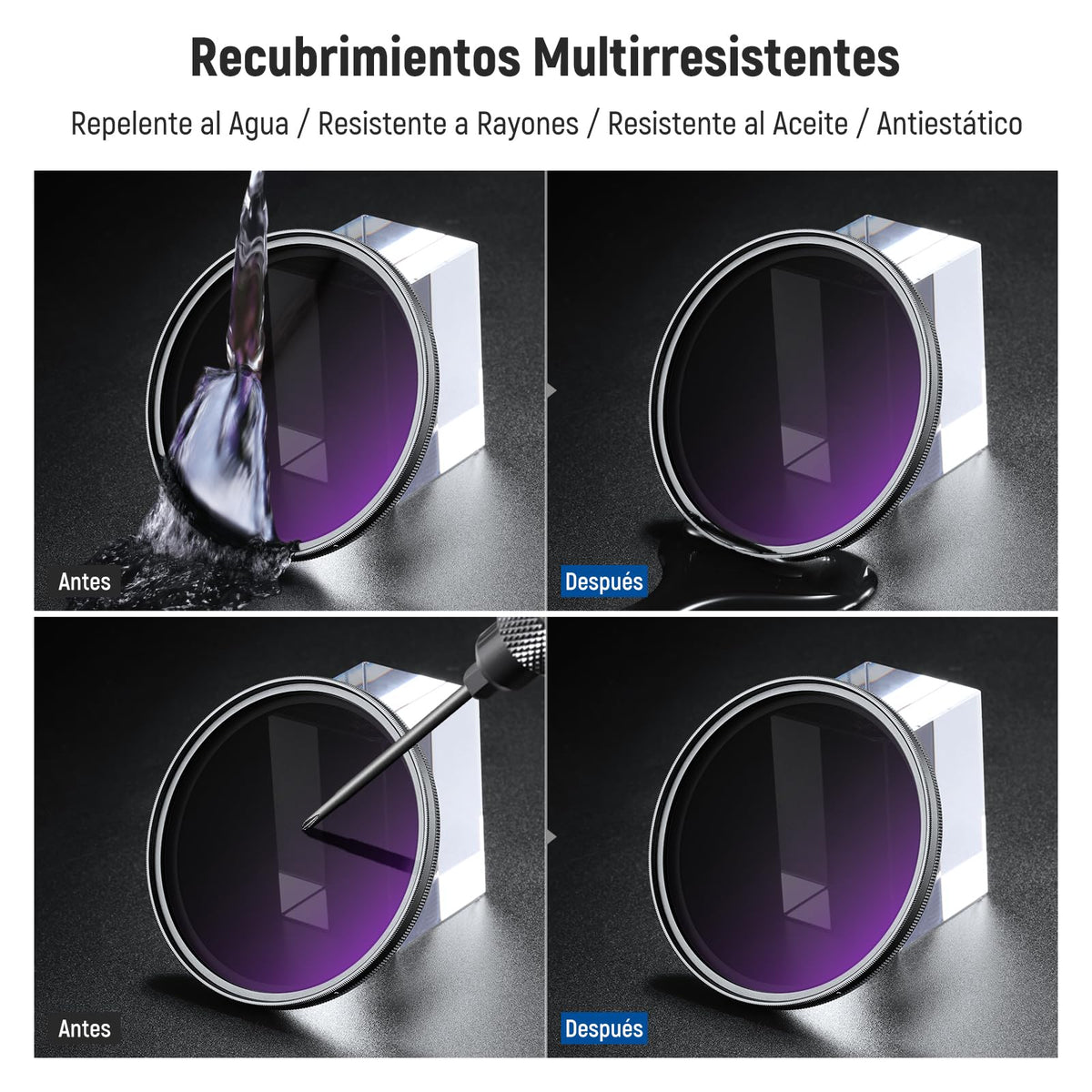 NEEWER 82mm Filtro ND Variable ND2-400 (1-9 Paradas) con Tapa de Lente, Cordón, Paño de Limpieza, Ajuste Preciso de Densidad Neutra, Vidrio Optico Multicapa Resistente a Huellas Dactilares y Rayones