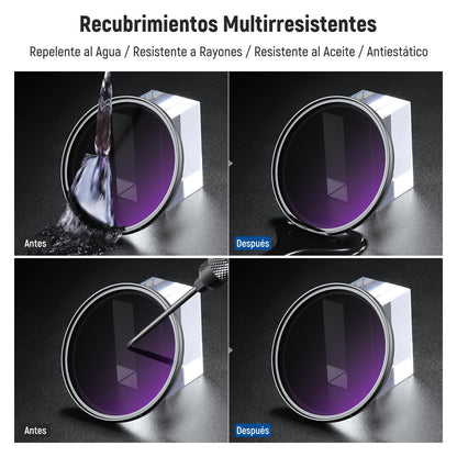 NEEWER 82mm Filtro ND Variable ND2-400 (1-9 Paradas) con Tapa de Lente, Cordón, Paño de Limpieza, Ajuste Preciso de Densidad Neutra, Vidrio Optico Multicapa Resistente a Huellas Dactilares y Rayones