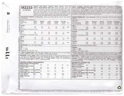 McCall's Patterns M2233 - Patrones de Costura para Chamarra, Camisa, Delantal, Pantalones, pañuelo y Sombrero para Mujer, SML, 1