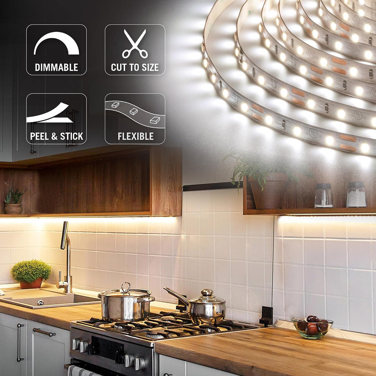 Armacost Lighting RibbonFlex Pro 12 V - Tira de luces LED blancas 60 LED/m, 4000 K, 8 pies 152210