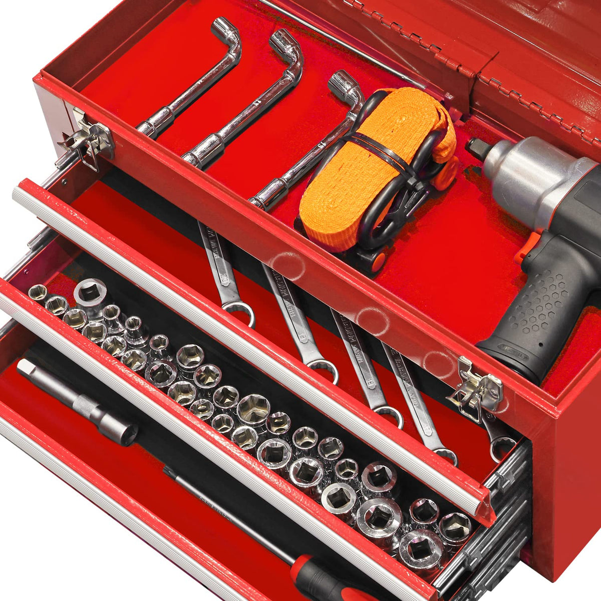 Big Red ANTBD133-XB Torin - Caja de Herramientas portátil de Acero con 3 cajones (50.8 cm), Color Rojo