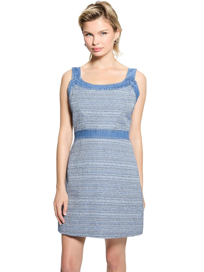 GUESS Vestido Corto de Tweed sin Mangas para Mujer - G - Azul