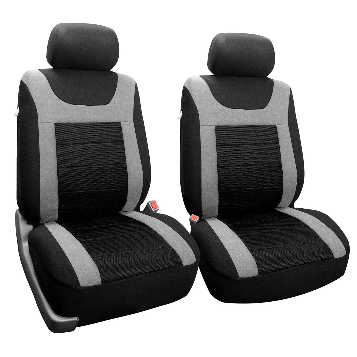 FH Group Fundas de Asiento Deportivas Universales para Auto, Compatibles con Airbag Lateral - Gray - Juego frontal