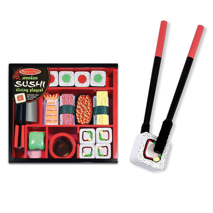 Melissa & Doug Juego de madera para rebanar sushi