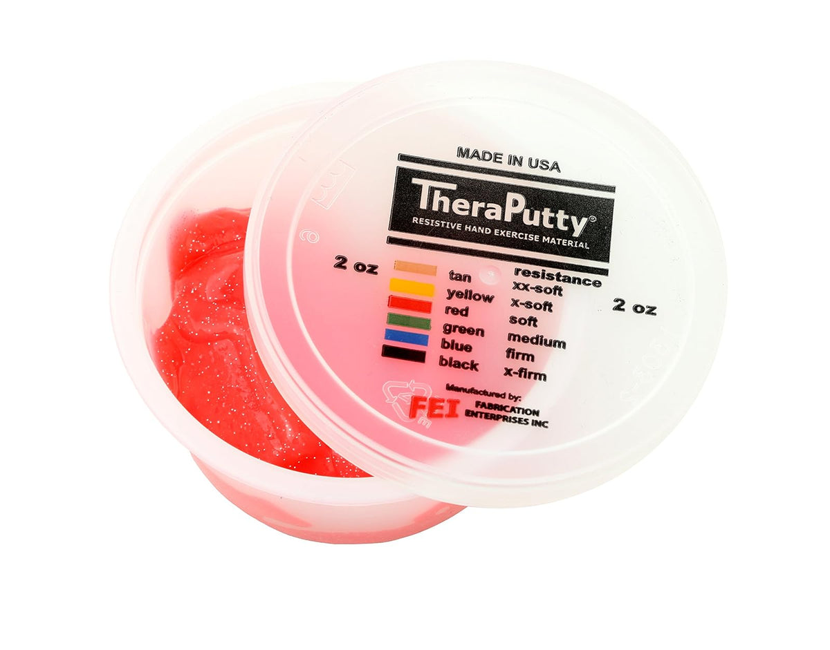 CanDo 10-2765 Sparkle Theraputty Exercise Material, 2 oz, Red-Soft