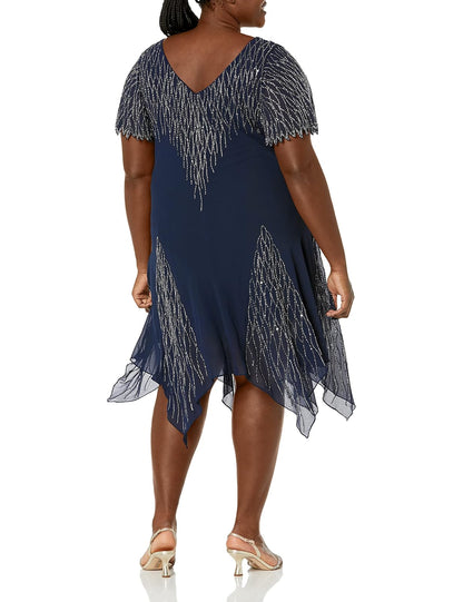 J Kara Vestido Corto con Cuentas de Talla Grande Vestido para ocasión Especial Mujer