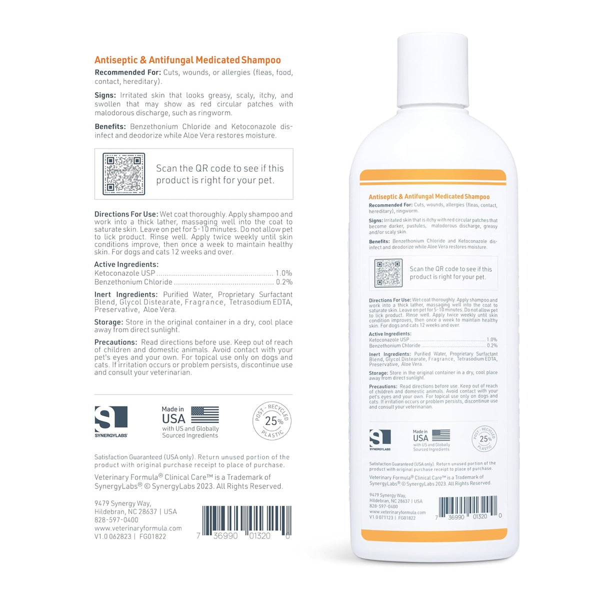 Veterinary Formula Clinical Care - Champú Medicado Antiséptico y Antifúngico para Perros y Gatos - Alivia Piel Escamosa, Grasienta y Roja - Sin Parabenos, Sin Colorantes, Sin Jabón (Paquete de 2)