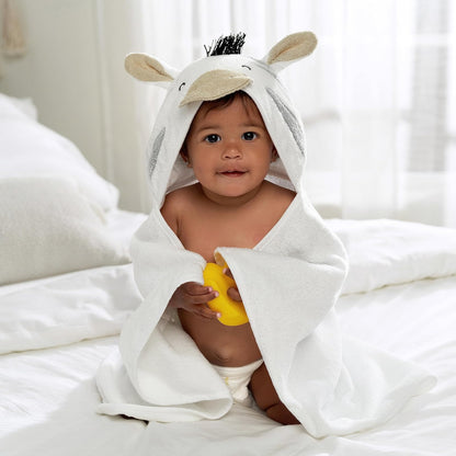 Gerber Baby - Juego de 4 Toallas con Capucha y paño de Toalla con Capucha y diseño de Animales, Cebra Gris, Talla única