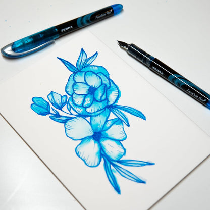 Zebra Pluma Fuente Z Fountain Pen Punta Metálica Caja 6 Piezas (Azul)