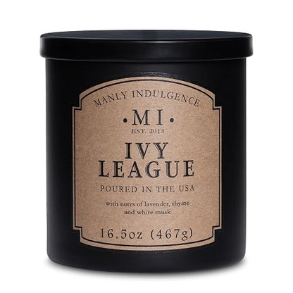 Manly Indulgence Ivy League - Velas perfumadas para hombres, 16 onzas, vela del día del padre, 60 horas, velas perfumadas para el hogar, fabricadas en los Estados Unidos
