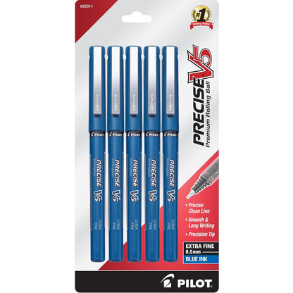Pilot Precise V5 Bolígrafo de Tinta Líquida Punta Extrafina - Paquete-de-5 - Azul