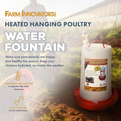 Farm Innovators Model HPF-100 All-Seasons Heated Plastic Poultry Fountain, 3 Gallon, 100-Watt