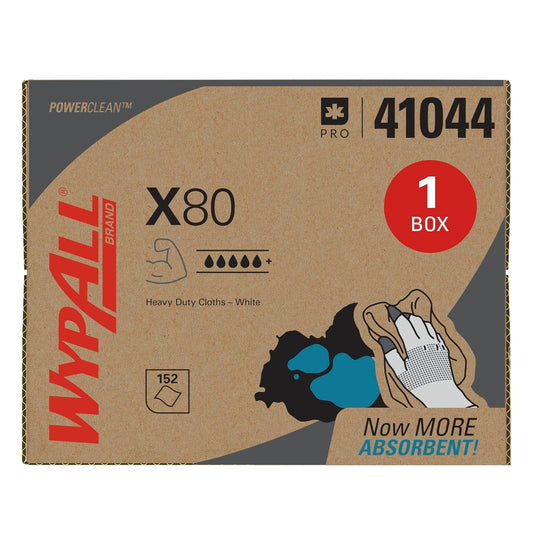 Wypall X80 Reusable Wipes (41044), Extended Use Wipers BRAG Box Format, White, 160 Sheets / Box; 1 Box / Case