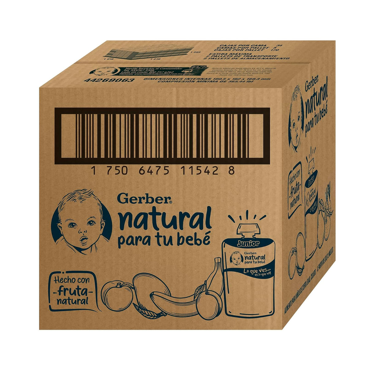 Gerber Snack Para Bebé Pouch, Etapa 4, Mora Azul, Plátano, Manzana y Yogurt, Caja con 12 Pouches de 95 g c/u