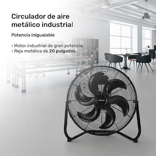 TAURUS FLASH | Circulador de Aire Metálico Industrial 20” | Motor Industrial Potente | 6 Aspas Aerodinámicas Alto Flujo y Bajo Ruido | Reja Metálica | Piso y Pared | 3 Velocidades | Garantía 5 Años