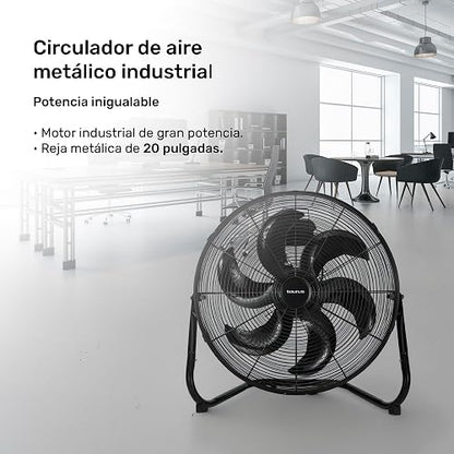 TAURUS FLASH | Circulador de Aire Metálico Industrial 20” | Motor Industrial Potente | 6 Aspas Aerodinámicas Alto Flujo y Bajo Ruido | Reja Metálica | Piso y Pared | 3 Velocidades | Garantía 5 Años
