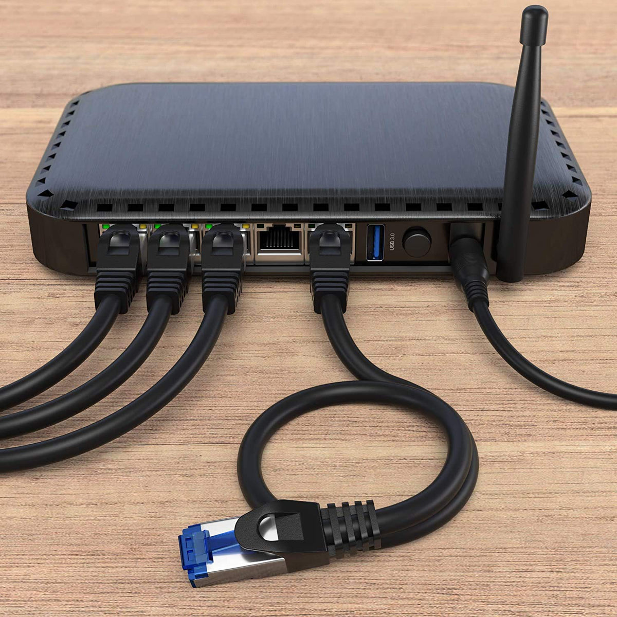 KabelDirekt – Cable Ethernet 5Gbit/s – 100ft/30m, plateado | Transmite la velocidad máxima de fibra óptica, para redes Gigabit, switches/routers/modems/plata