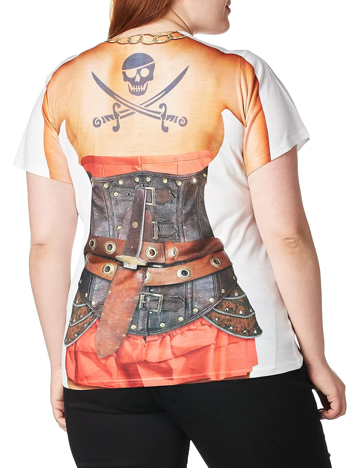 Faux Real Camiseta de Manga Corta para Mujer de Halloween 3D Photo-Realista