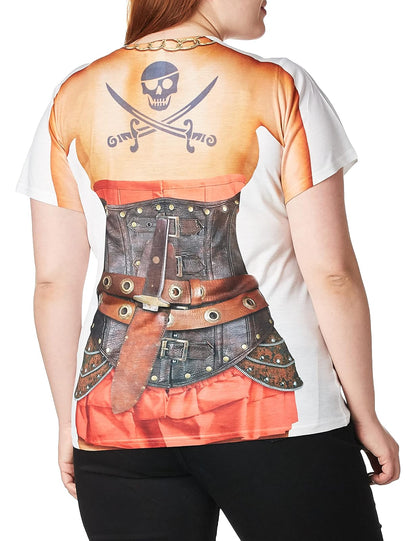 Faux Real Camiseta de Manga Corta para Mujer de Halloween 3D Photo-Realista