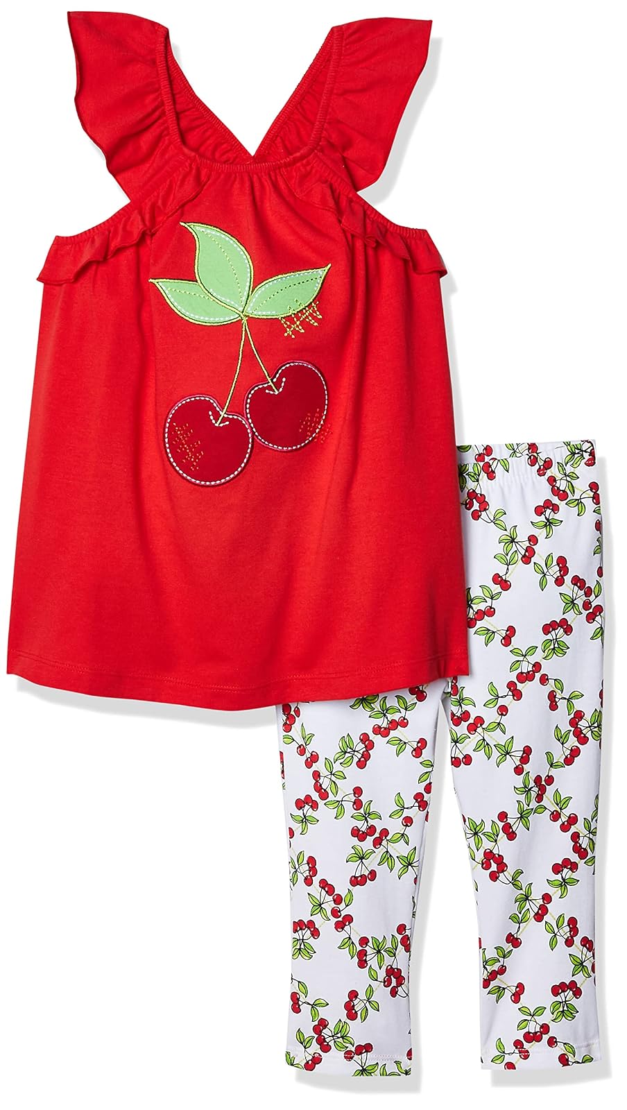 Kids Headquarters conjunto de túnica y leggings para niña - Estampado rojo y blanco de alto riesgo - 18 Meses