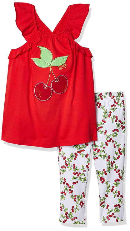 Kids Headquarters conjunto de túnica y leggings para niña - Estampado rojo y blanco de alto riesgo - 18 Meses