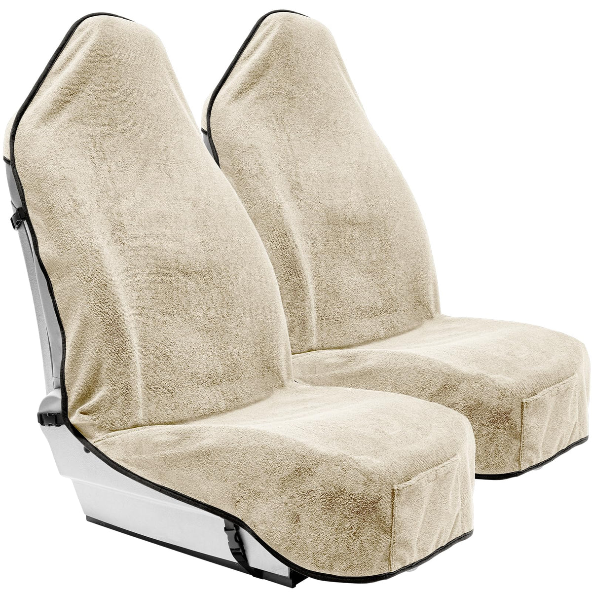 Season Guard - Funda Impermeable para Asiento de Toalla, Ajuste Universal | Para uso activo y gimnasio, lavable a máquina, bolsillo de almacenamiento integrado, apto para automóvil, SUV, camión, furgoneta - Beige Bronceado