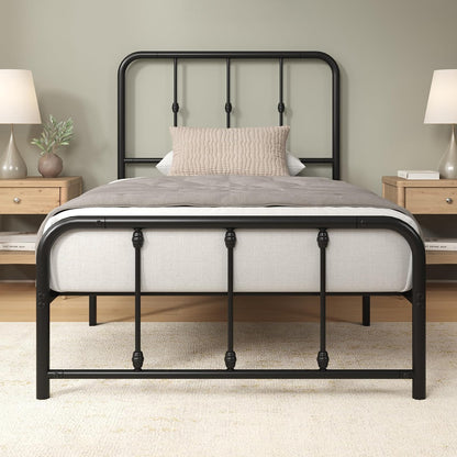 Base de Cama Wanda con Banco de Almacenamiento Integrado, Marco de Acero - Individual - Negro -