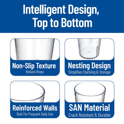 Carlisle - Vaso de plástico apilable resistente a roturas 5216-207, 16 onzas, transparente (paquete de 24)