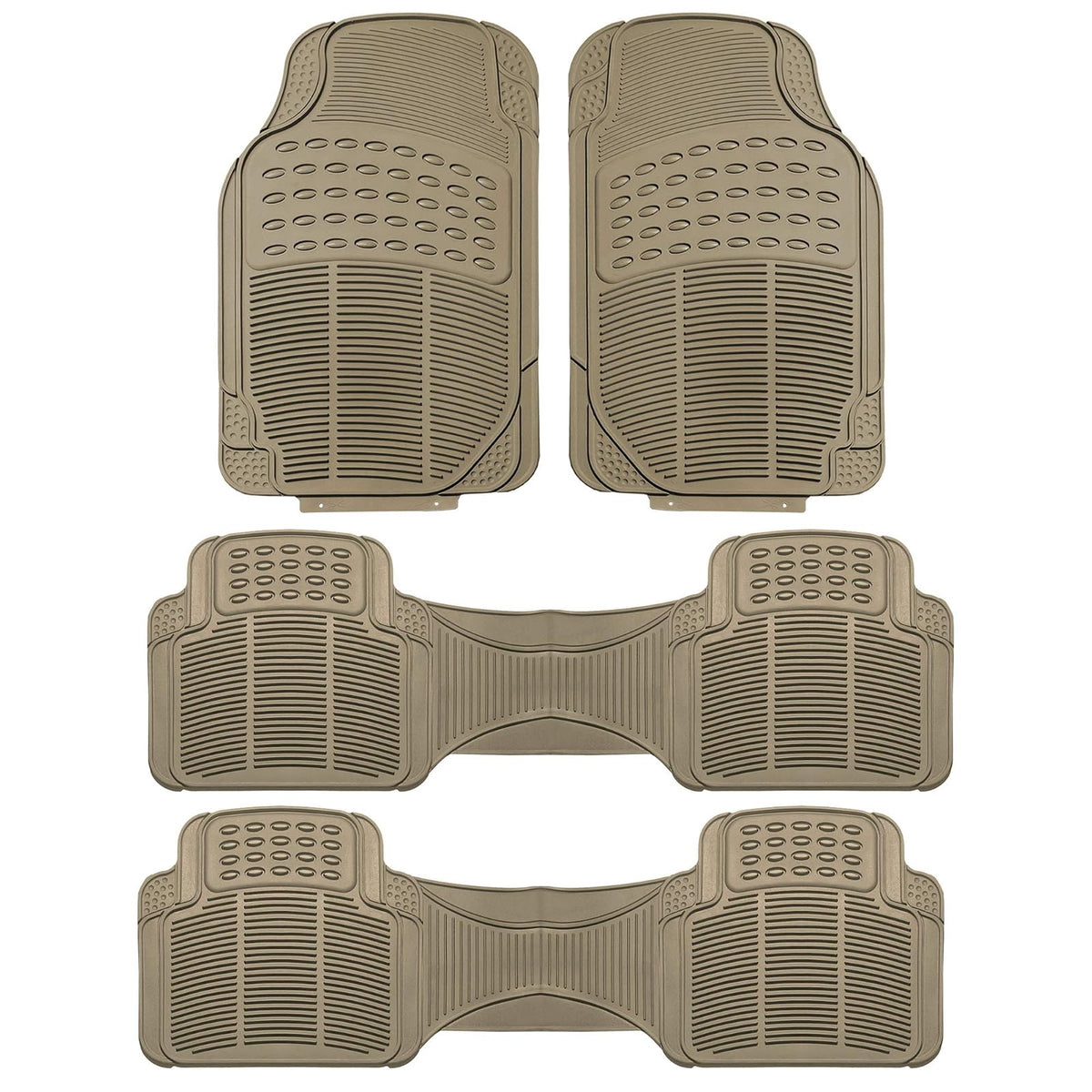 FH Group Tapetes de Vinilo Resistentes 3 Filas para SUV - Beige - Juego de 3 filas