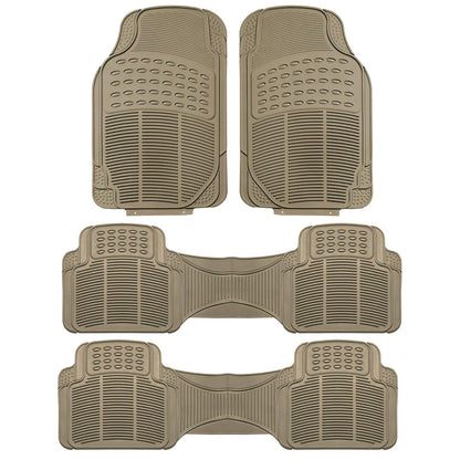 FH Group Tapetes de Vinilo Resistentes 3 Filas para SUV - Beige - Juego de 3 filas