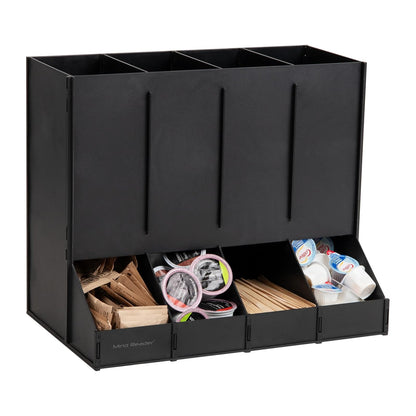 Mind Reader 4-Compartment Single Serve Coffee Pod Dispenser, 120 Pod Capacity, Breakroom, 14.5" L x 9" W x 12.25" H, Black