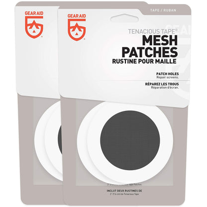GEAR AID - Parches de Malla tenaces para Reparar Agujeros en Tiendas de campaña, mosquiteras, sin Transparencia y más, Rondas de 3 Pulgadas, 4 Parches