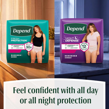 Depend FIT-FLEX - Ropa interior para incontinencia para mujer, desechable, máxima absorción, XXL, rubor, 22 unidades