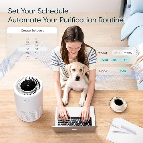 LEVOIT Purificador de Aire Inteligente con Filtro HEPA H13, Control por Alexa, Silencio Modo Sueño <24dB, Elimina 99,97% de Alergia Tabaco Polen Ácaros Olor y Caspa de Mascota, Core 200S, Blanco