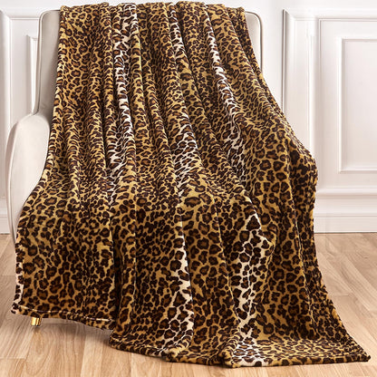 Edenleaf - Manta de forro polar con estampado de leopardo para cama, sofá, viajes y camping, manta de felpa súper suave y acogedora con estampado de guepardo para todas las estaciones, 50 x 60