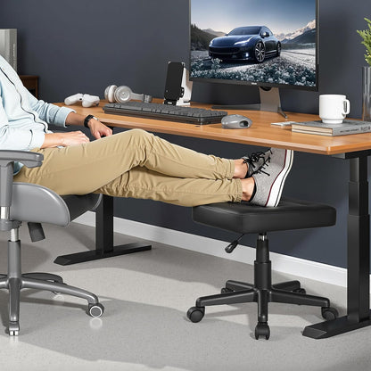 VECELO - Reposapiés para debajo del computadora, reposapiés ergonómico de poliuretano con ruedas, acolchado cómodo, altura ajustable para aliviar el dolor de piernas, rigidez, etc., color negro