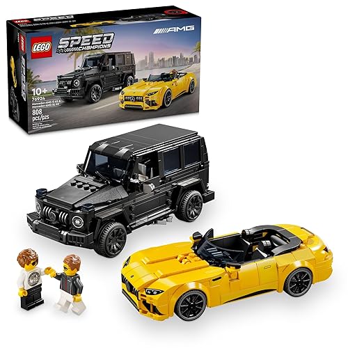 LEGO® Speed Champions Mercedes-AMG G 63 y Mercedes-AMG SL 63 Autos de Juguete para Construir, con 2 Minifiguras de Conductores para niños y niñas 76924
