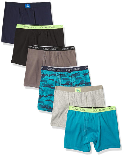 Calvin Klein Calzoncillos Calzones de algodón para niños, Paquete de 6 Ropa Interior de Hombres para Niños