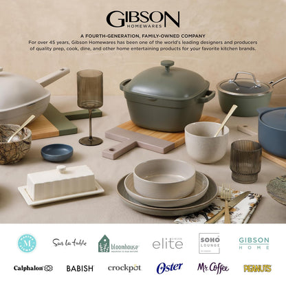 Gibson Home - Juego de vajilla de porcelana Zen Buffet, servicio para 8 (40 unidades), blanco (relieve)